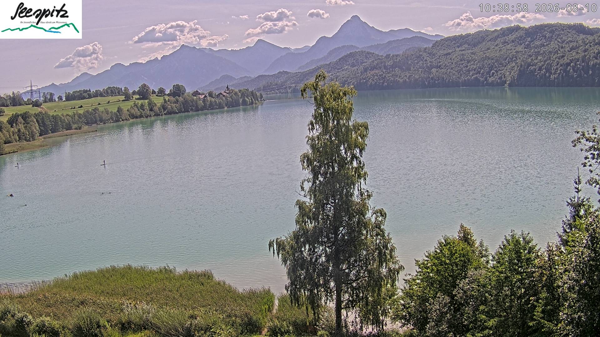 Archiv Foto Webcam Füssen: Blick auf den Weißensee vom Hotel Seespitz
