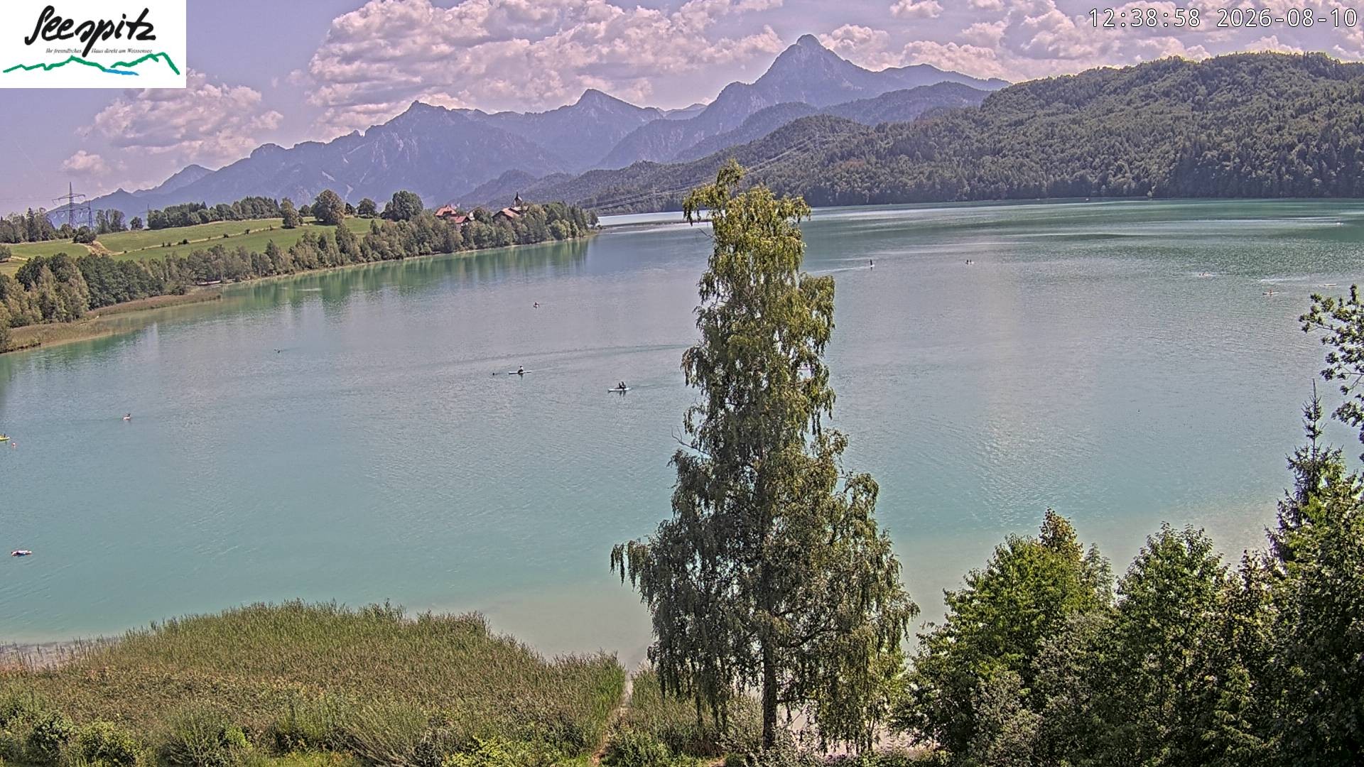 Archiv Foto Webcam Füssen: Blick auf den Weißensee vom Hotel Seespitz