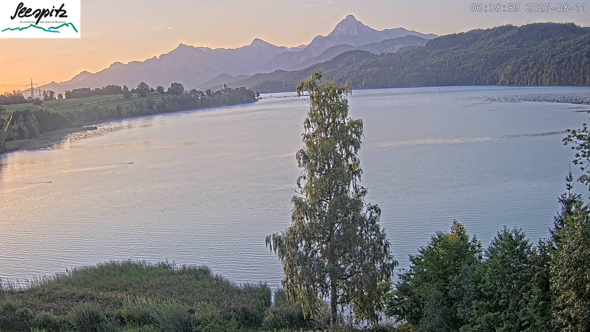 Archiv Foto Webcam Füssen: Blick auf den Weißensee vom Hotel Seespitz