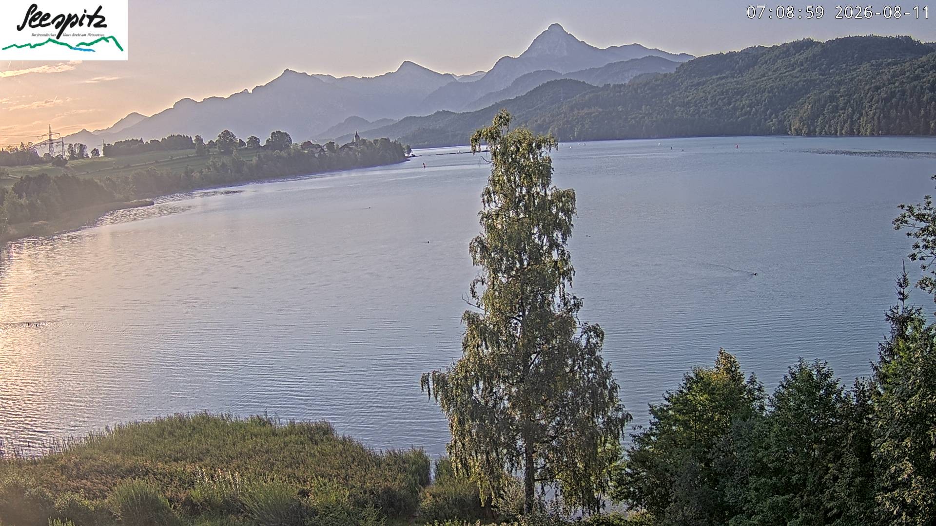 Archiv Foto Webcam Füssen: Blick auf den Weißensee vom Hotel Seespitz