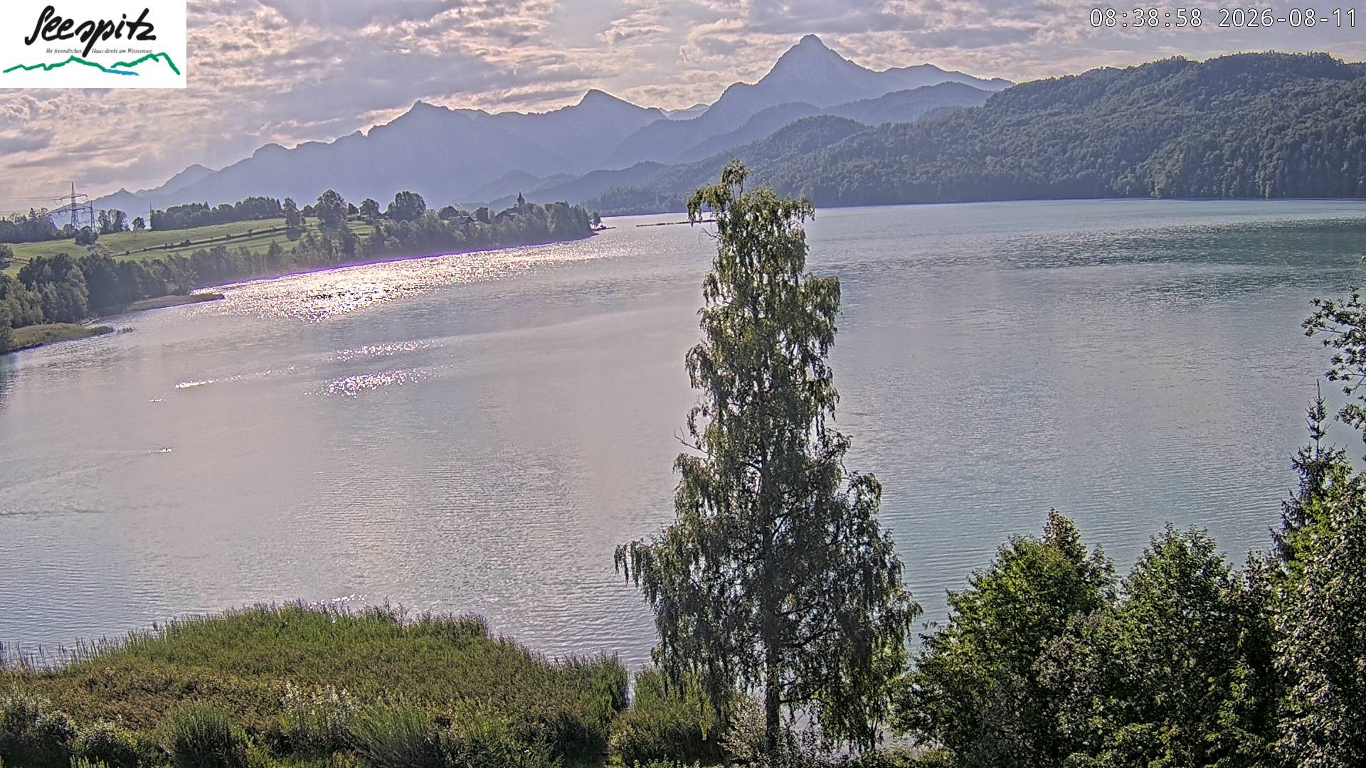 Archiv Foto Webcam Füssen: Blick auf den Weißensee vom Hotel Seespitz