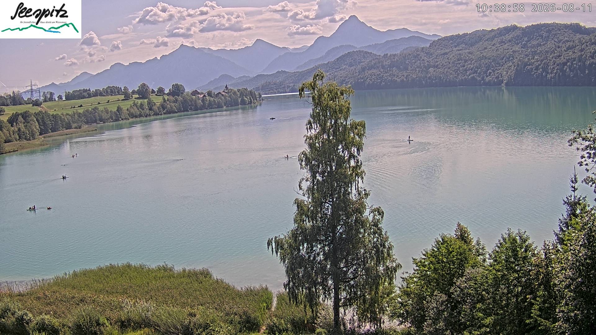Archiv Foto Webcam Füssen: Blick auf den Weißensee vom Hotel Seespitz