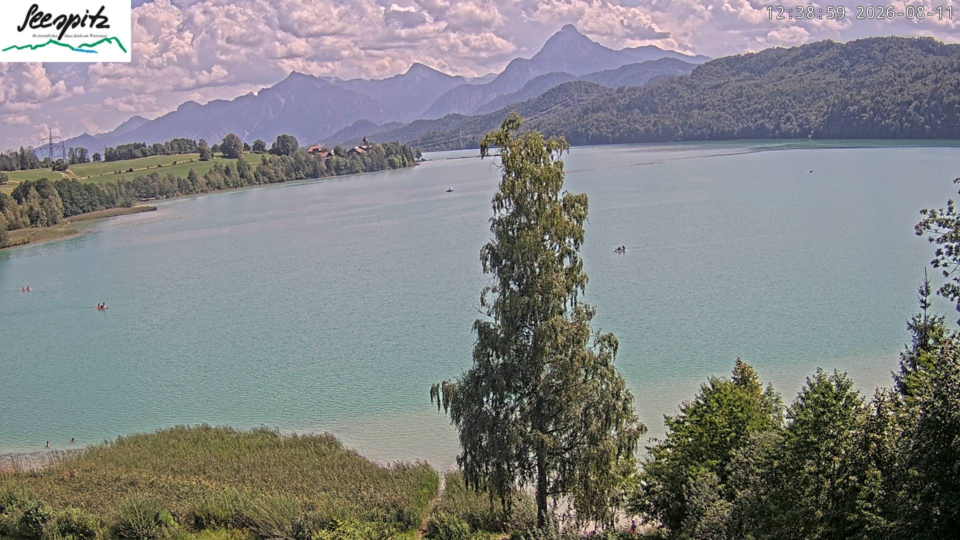 Archiv Foto Webcam Füssen: Blick auf den Weißensee vom Hotel Seespitz