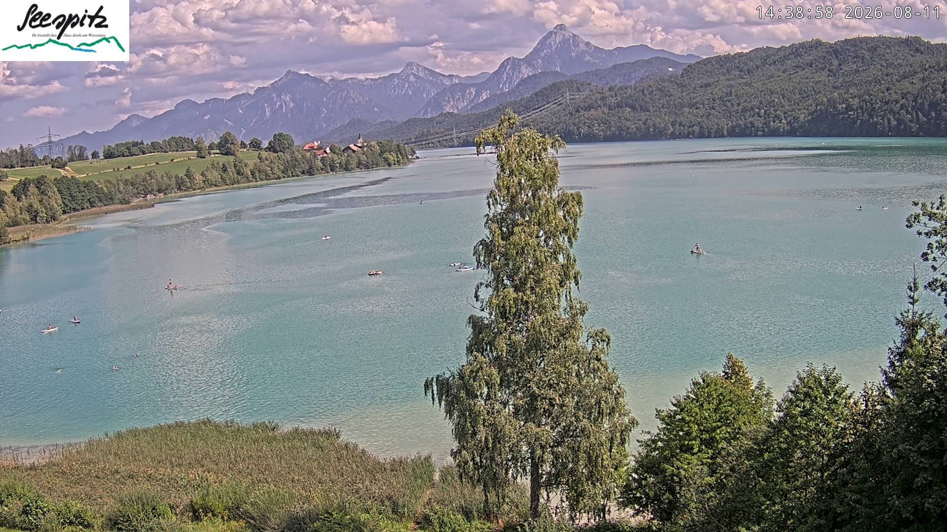 Archiv Foto Webcam Füssen: Blick auf den Weißensee vom Hotel Seespitz