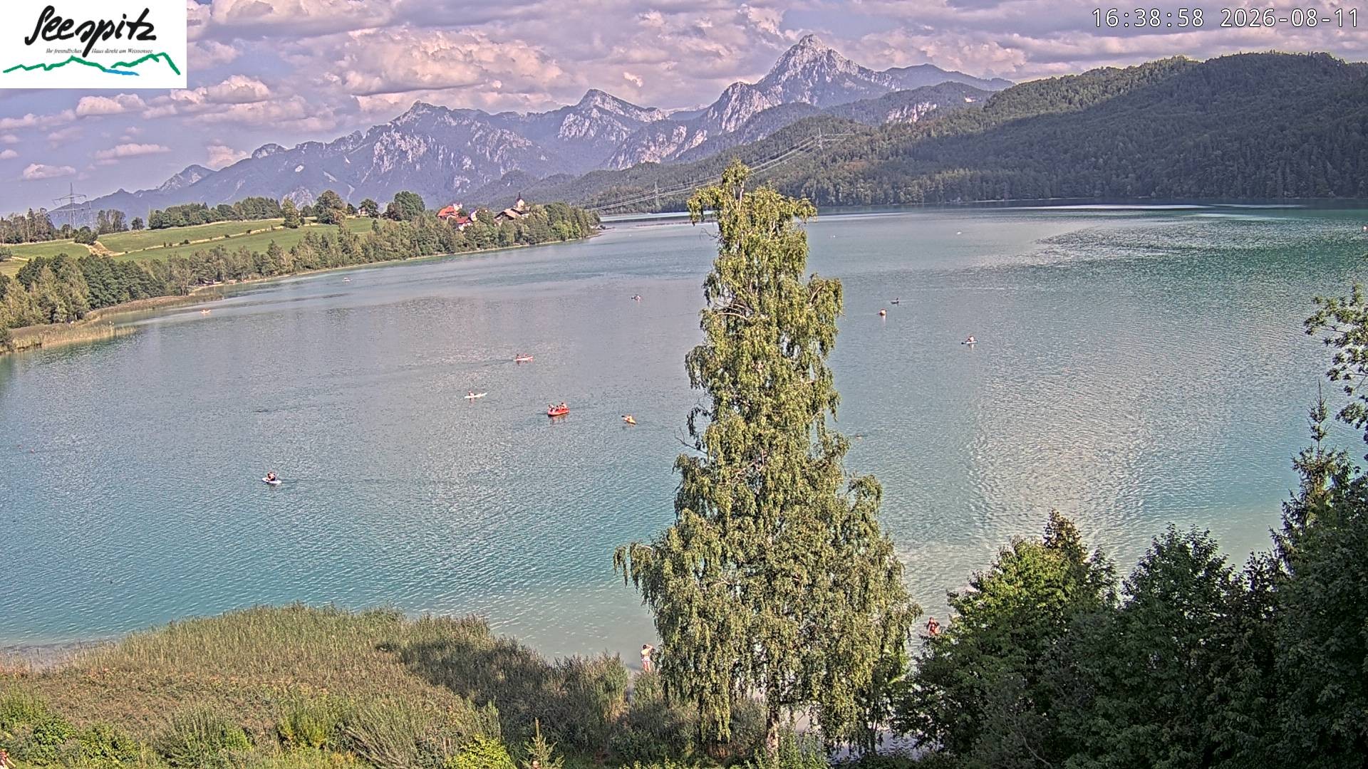 Archiv Foto Webcam Füssen: Blick auf den Weißensee vom Hotel Seespitz