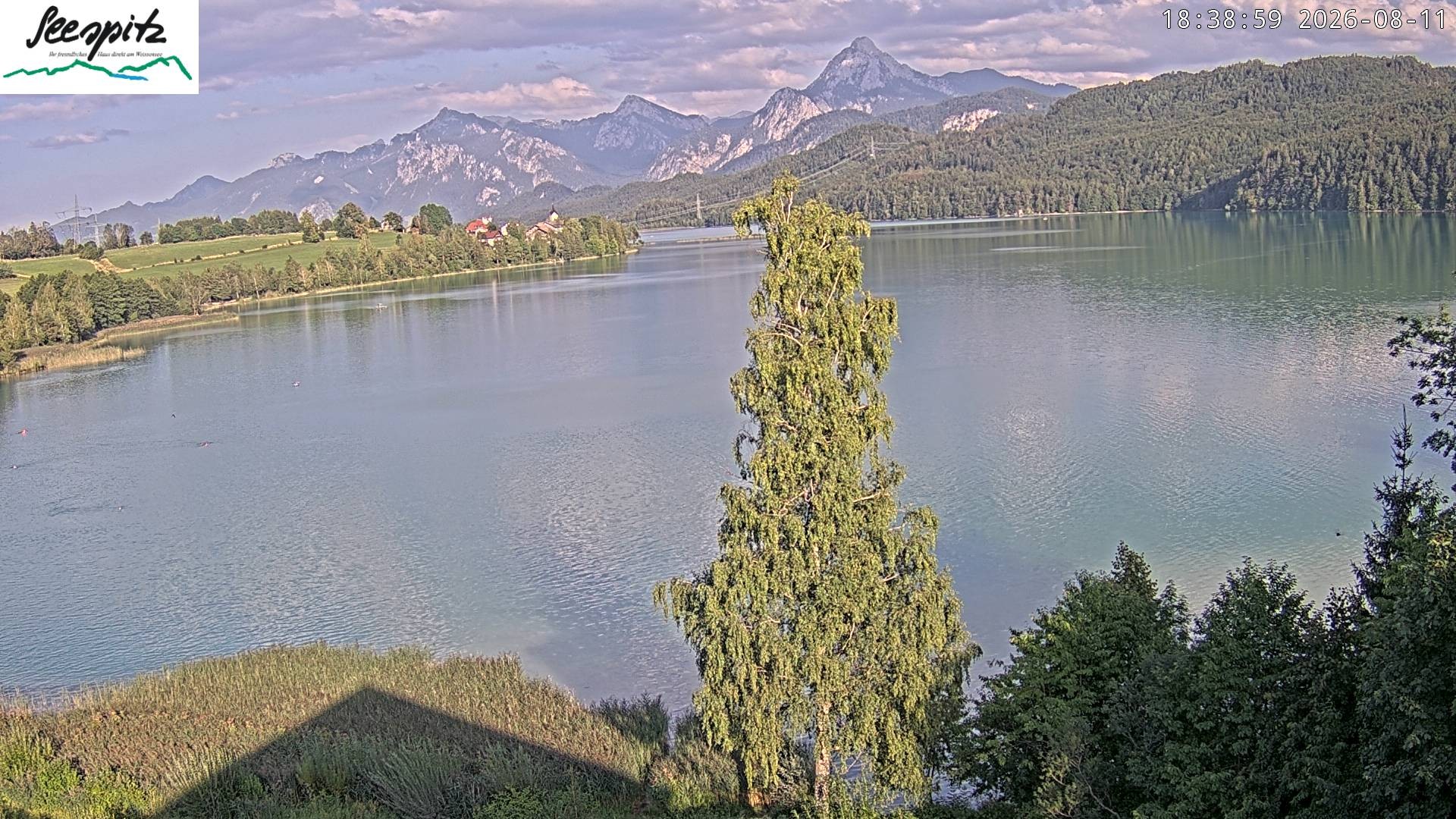 Archiv Foto Webcam Füssen: Blick auf den Weißensee vom Hotel Seespitz