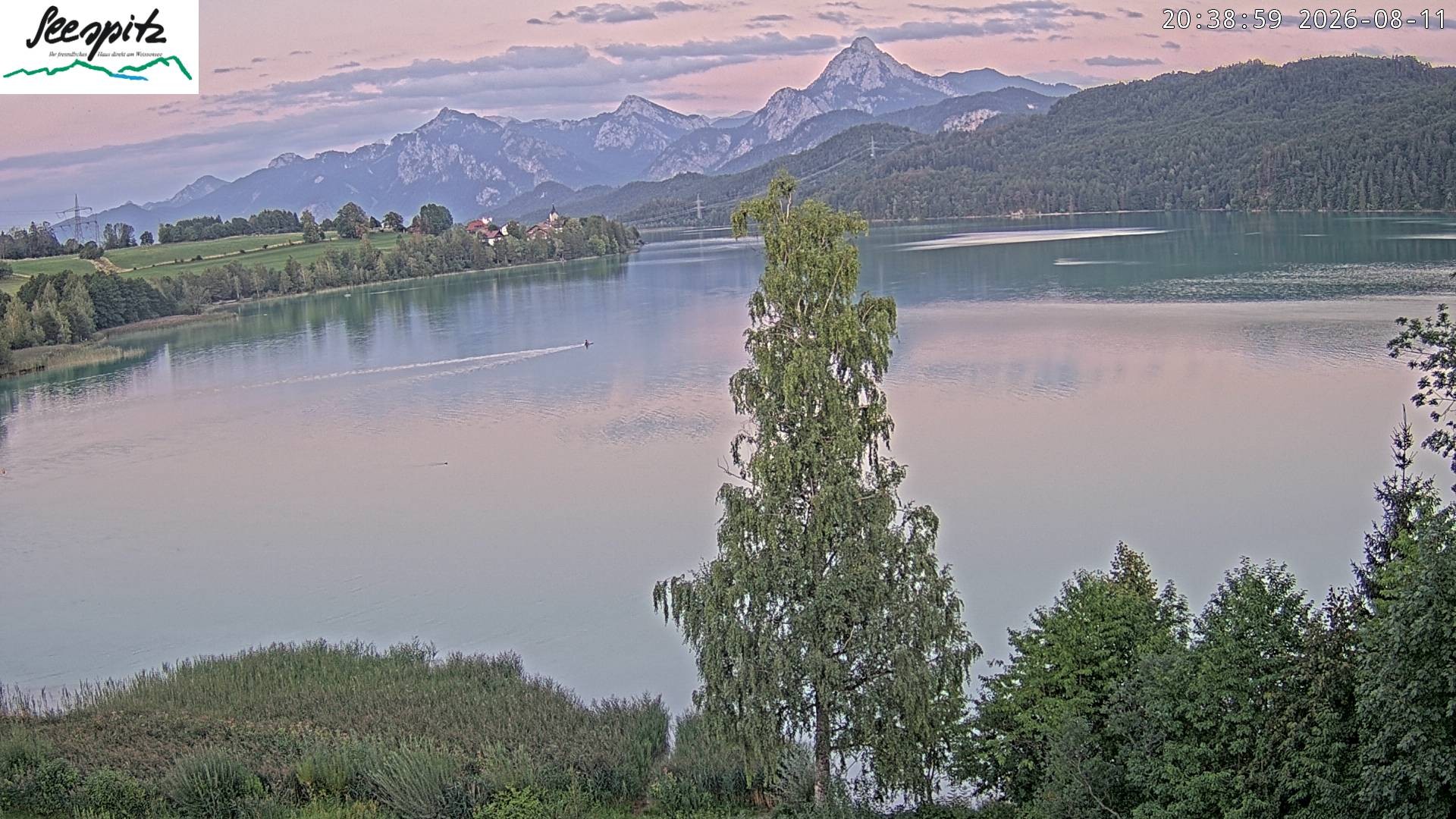 Archiv Foto Webcam Füssen: Blick auf den Weißensee vom Hotel Seespitz