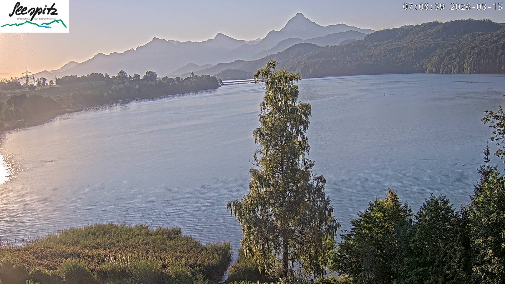 Archiv Foto Webcam Füssen: Blick auf den Weißensee vom Hotel Seespitz