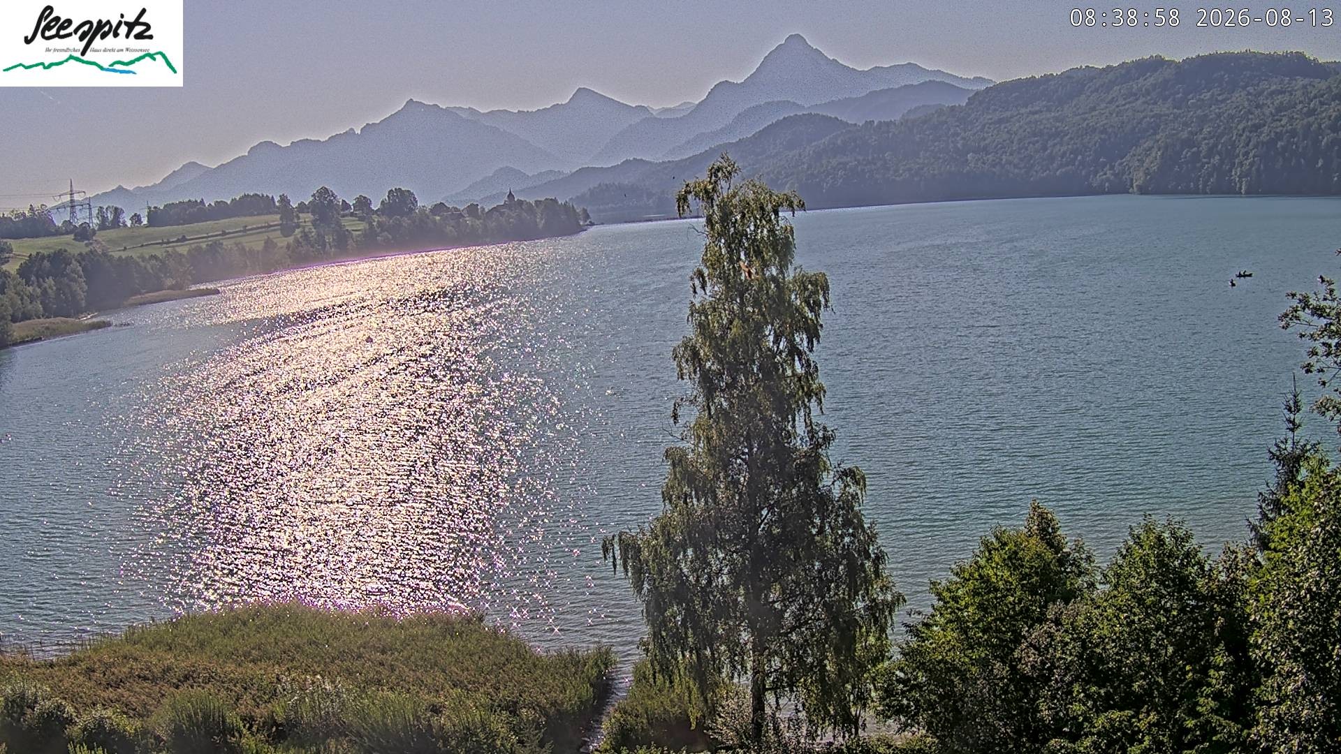 Archiv Foto Webcam Füssen: Blick auf den Weißensee vom Hotel Seespitz