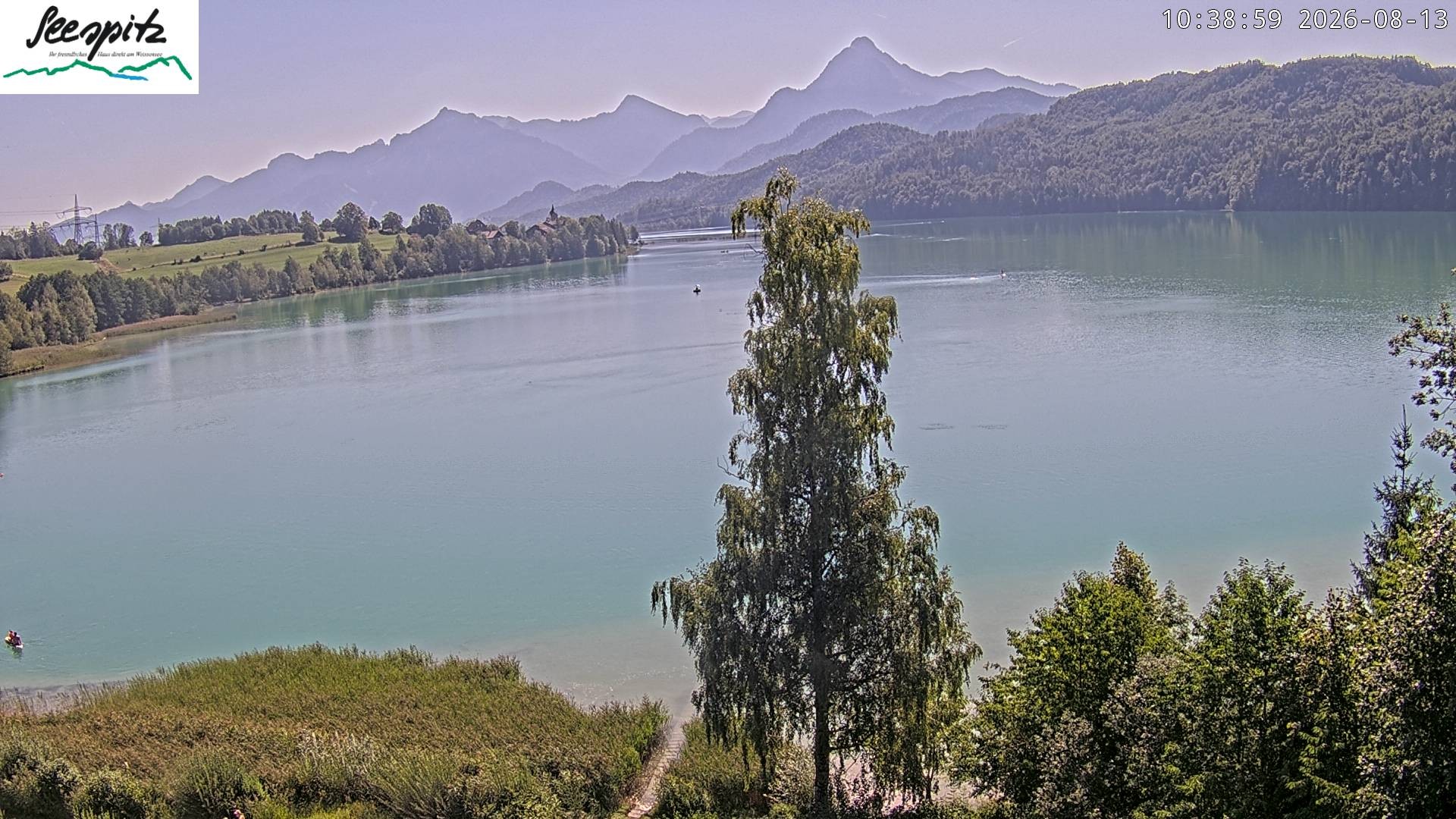 Archiv Foto Webcam Füssen: Blick auf den Weißensee vom Hotel Seespitz