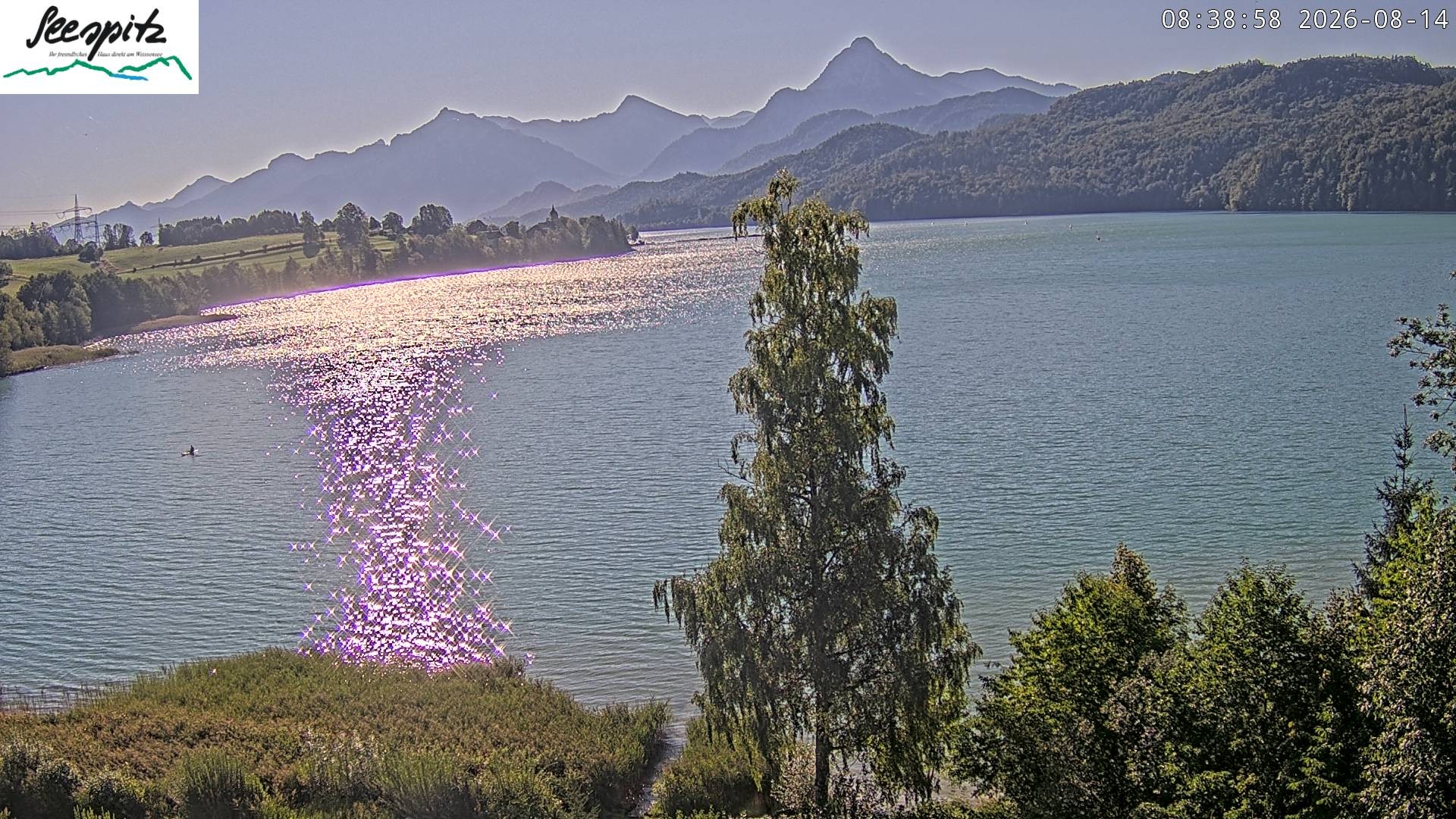 Archiv Foto Webcam Füssen: Blick auf den Weißensee vom Hotel Seespitz