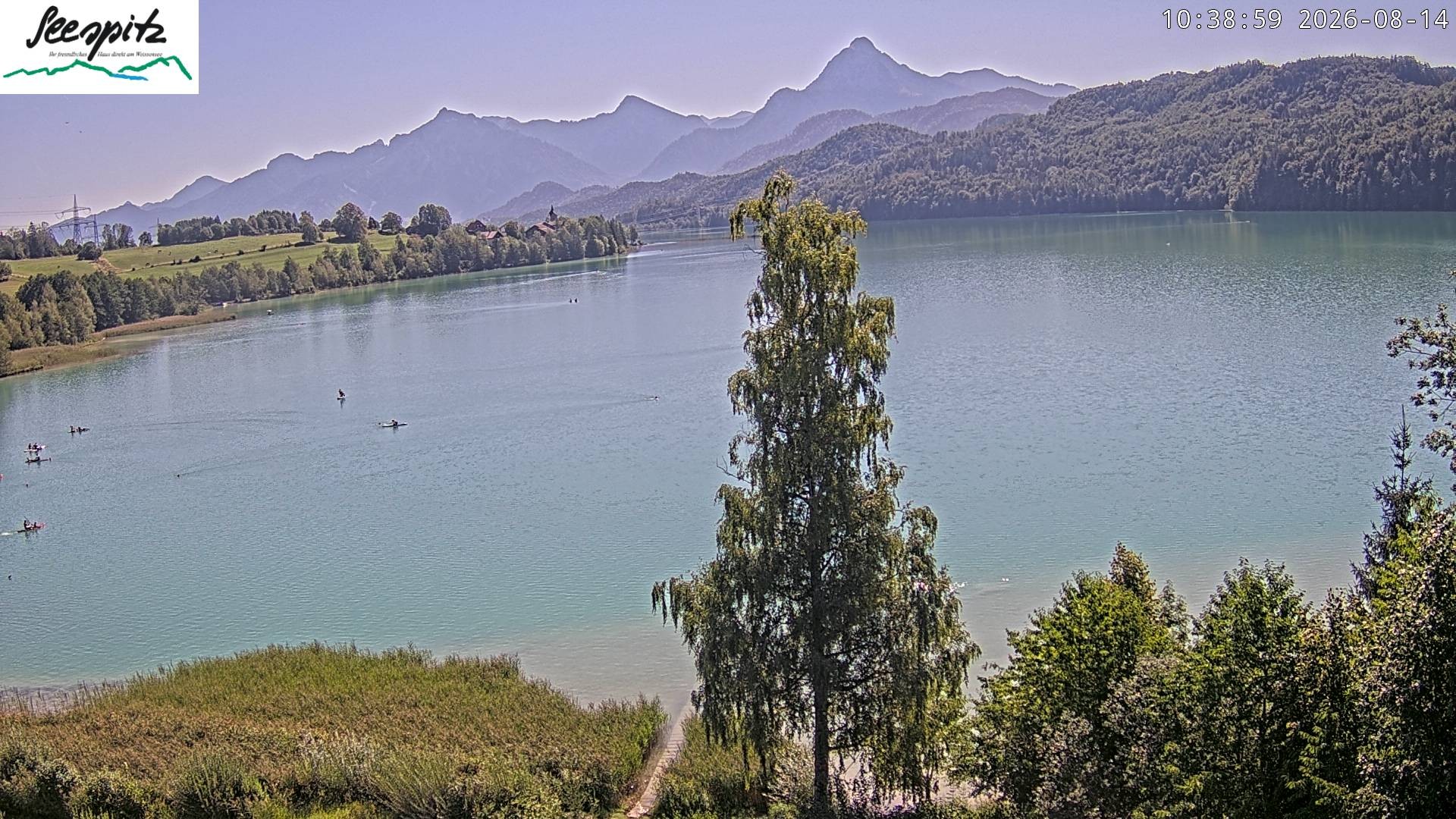 Archiv Foto Webcam Füssen: Blick auf den Weißensee vom Hotel Seespitz
