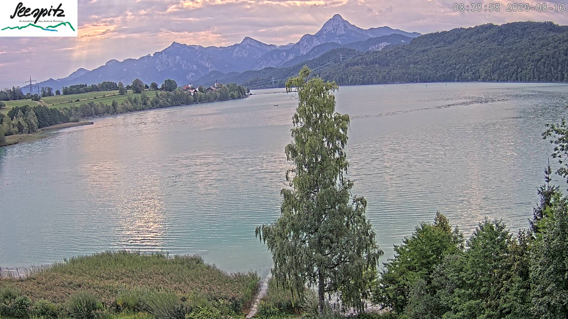 Archiv Foto Webcam Füssen: Blick auf den Weißensee vom Hotel Seespitz