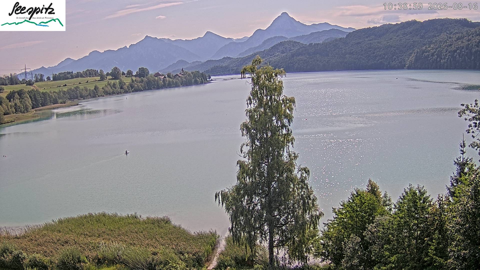 Archiv Foto Webcam Füssen: Blick auf den Weißensee vom Hotel Seespitz
