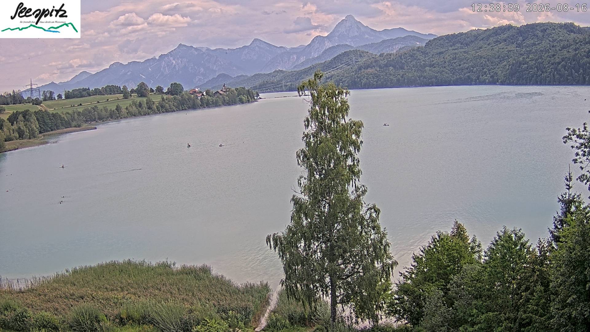 Archiv Foto Webcam Füssen: Blick auf den Weißensee vom Hotel Seespitz