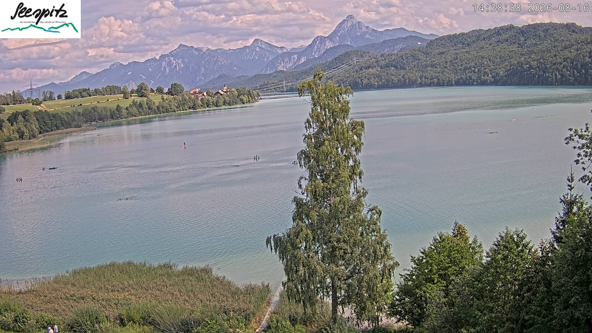 Archiv Foto Webcam Füssen: Blick auf den Weißensee vom Hotel Seespitz