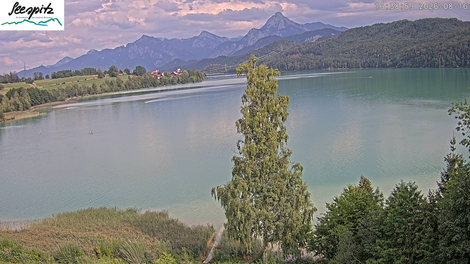 Archiv Foto Webcam Füssen: Blick auf den Weißensee vom Hotel Seespitz