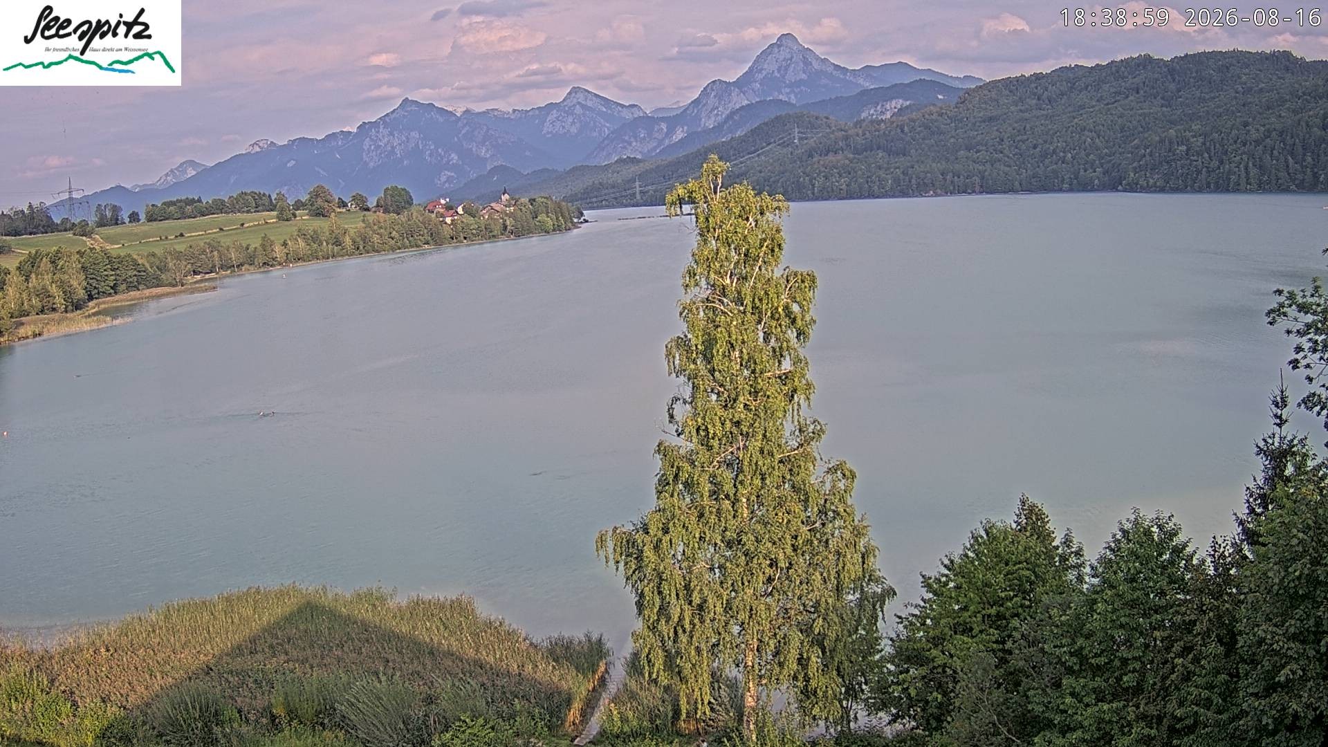 Archiv Foto Webcam Füssen: Blick auf den Weißensee vom Hotel Seespitz