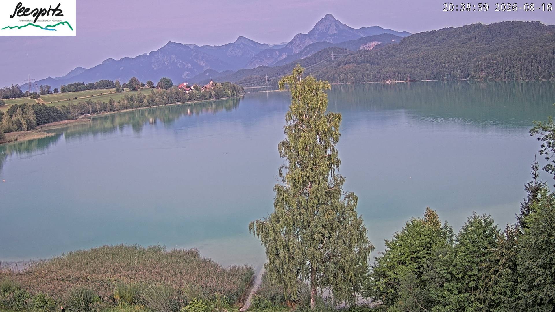 Archiv Foto Webcam Füssen: Blick auf den Weißensee vom Hotel Seespitz