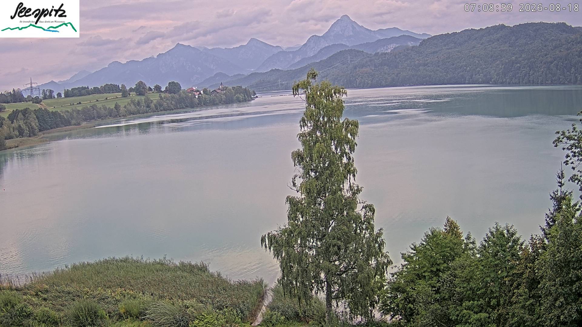 Archiv Foto Webcam Füssen: Blick auf den Weißensee vom Hotel Seespitz