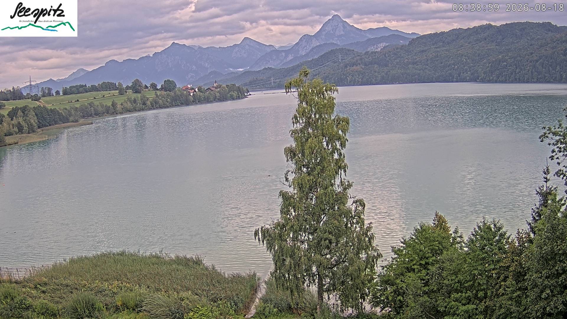 Archiv Foto Webcam Füssen: Blick auf den Weißensee vom Hotel Seespitz