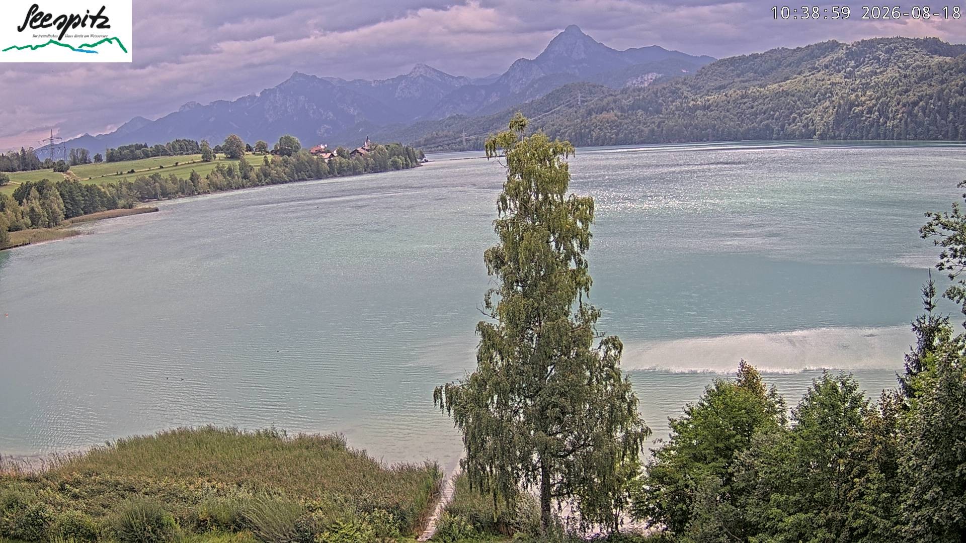 Archiv Foto Webcam Füssen: Blick auf den Weißensee vom Hotel Seespitz