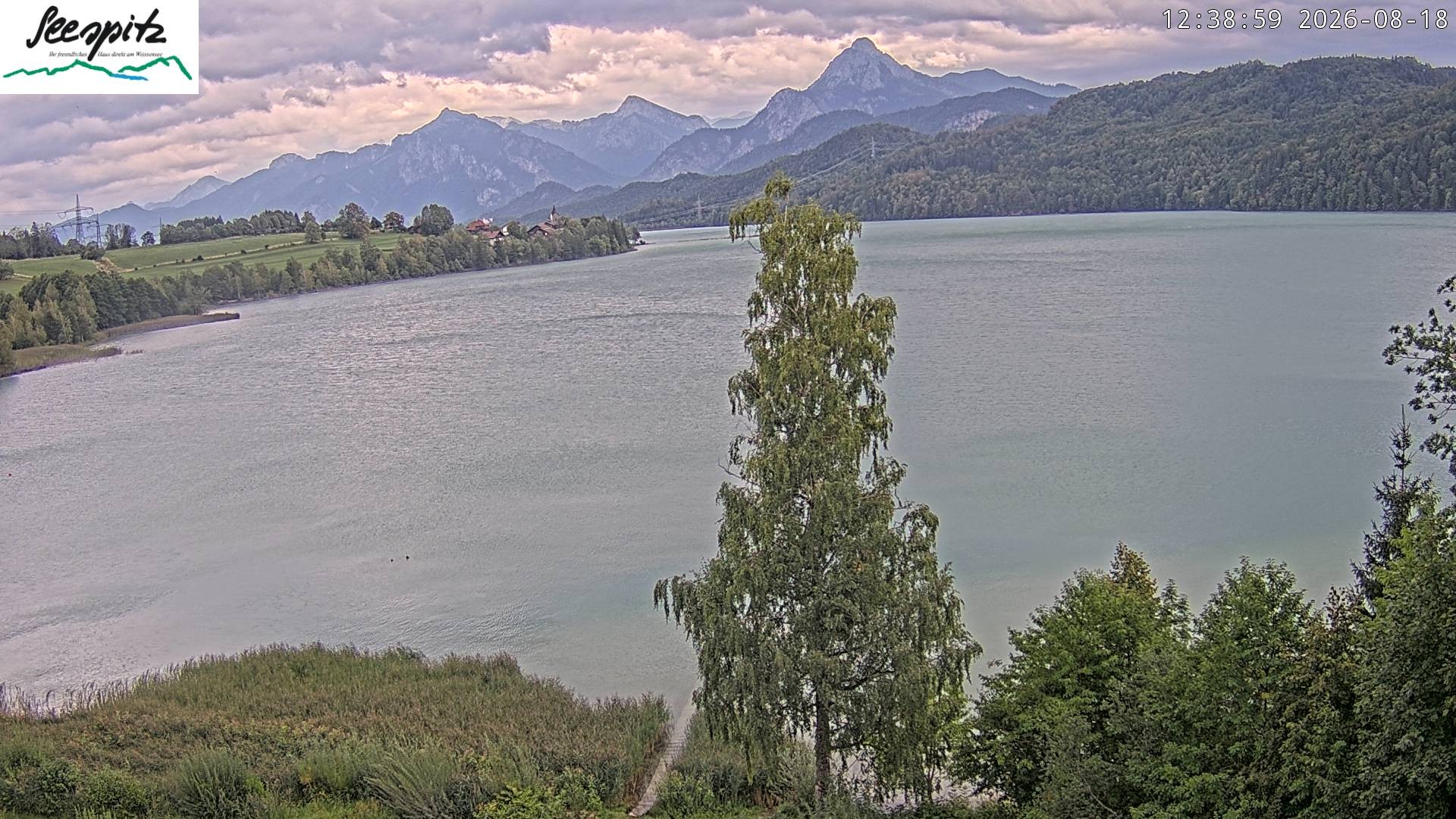 Archiv Foto Webcam Füssen: Blick auf den Weißensee vom Hotel Seespitz