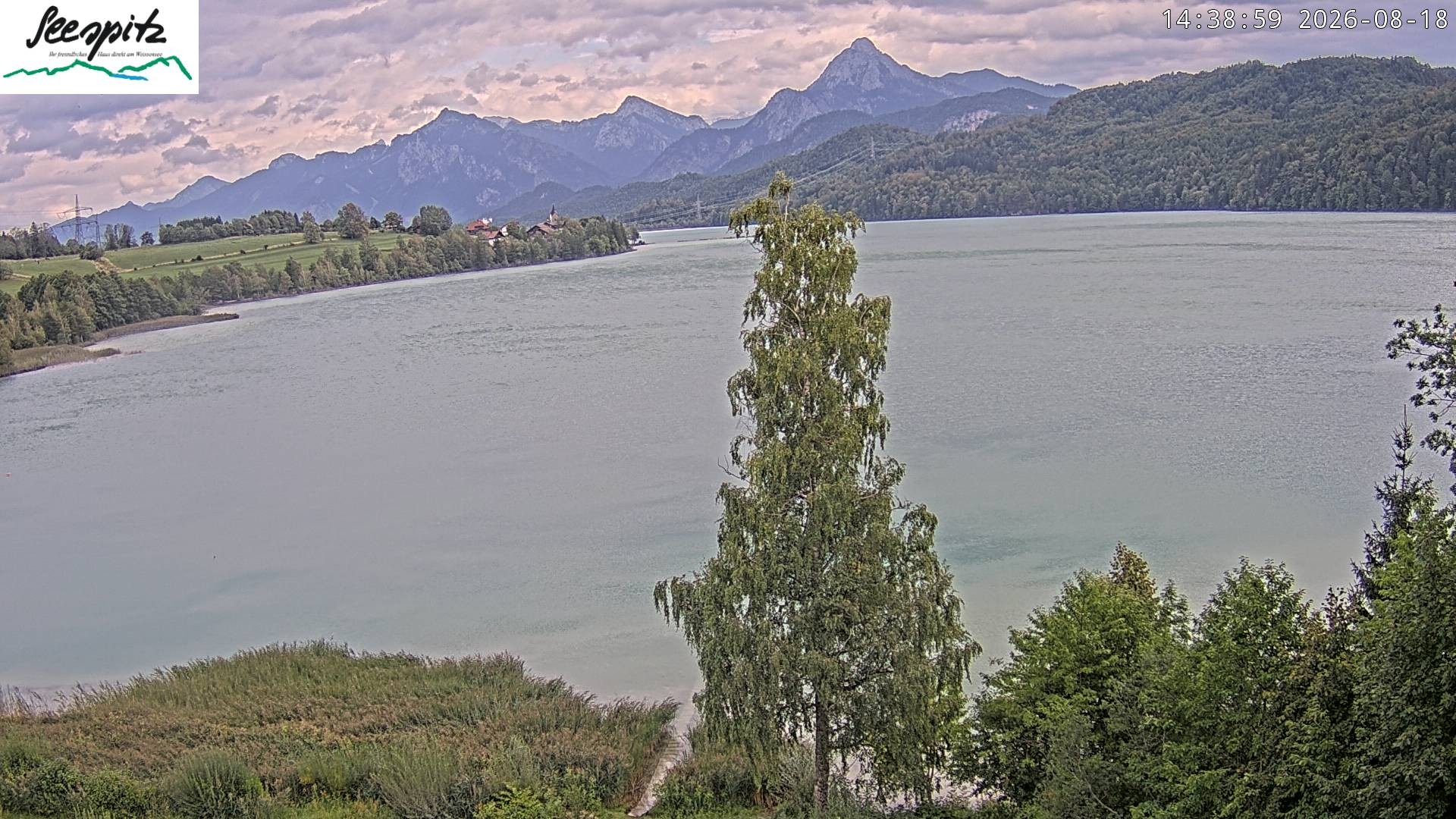 Archiv Foto Webcam Füssen: Blick auf den Weißensee vom Hotel Seespitz