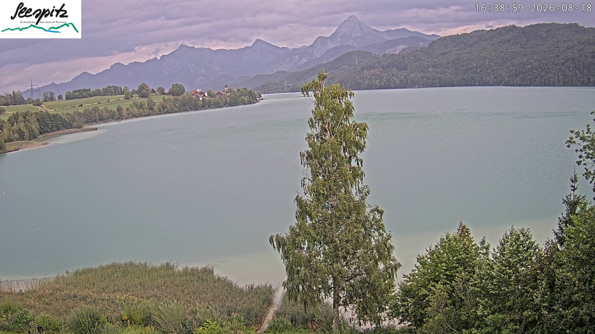 Archiv Foto Webcam Füssen: Blick auf den Weißensee vom Hotel Seespitz