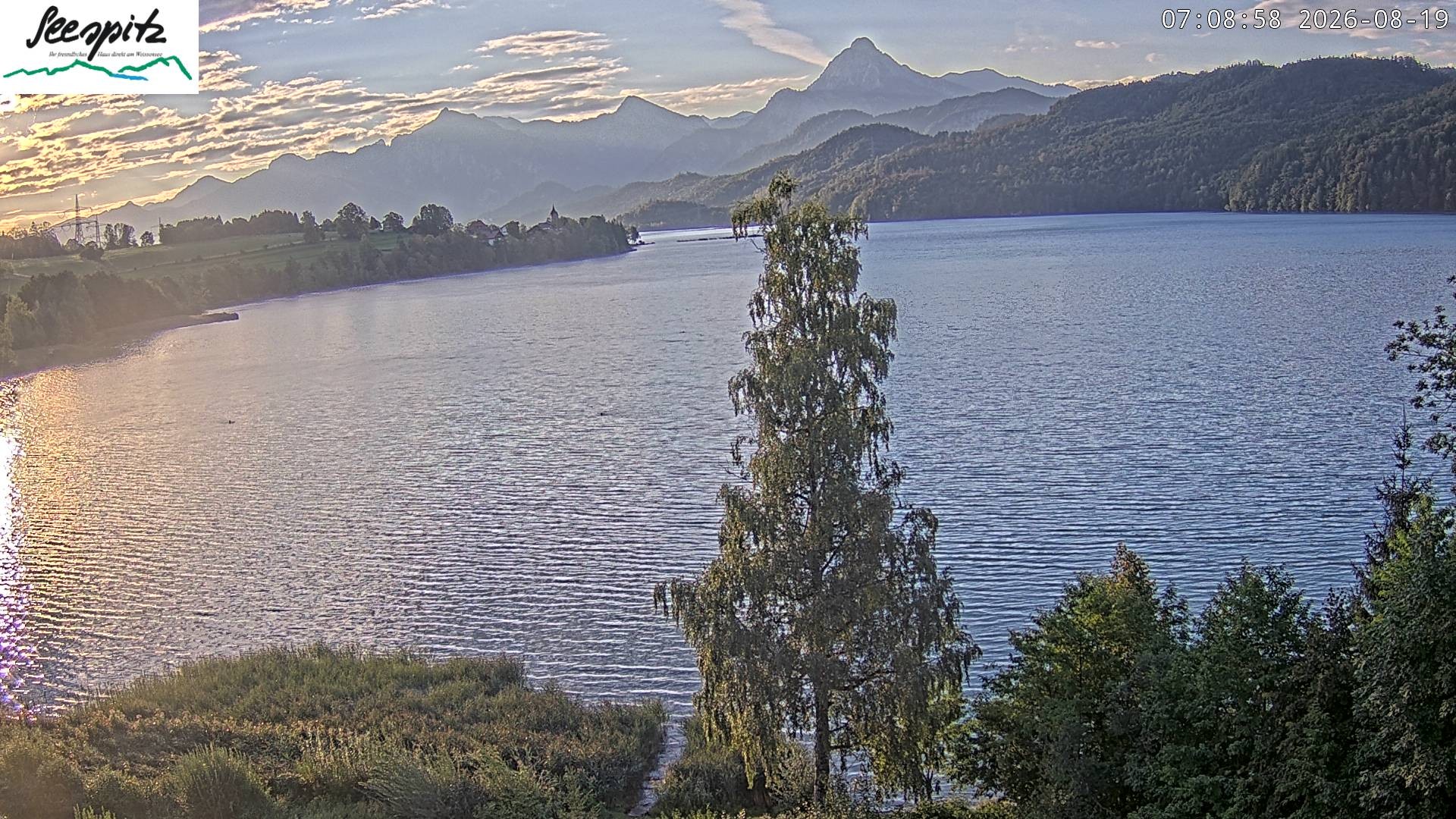 Archiv Foto Webcam Füssen: Blick auf den Weißensee vom Hotel Seespitz