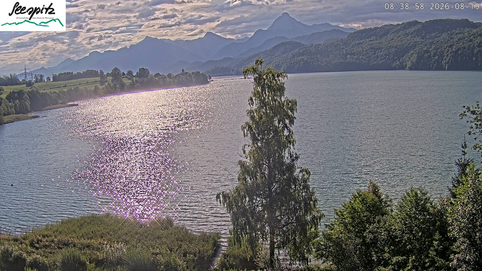 Archiv Foto Webcam Füssen: Blick auf den Weißensee vom Hotel Seespitz