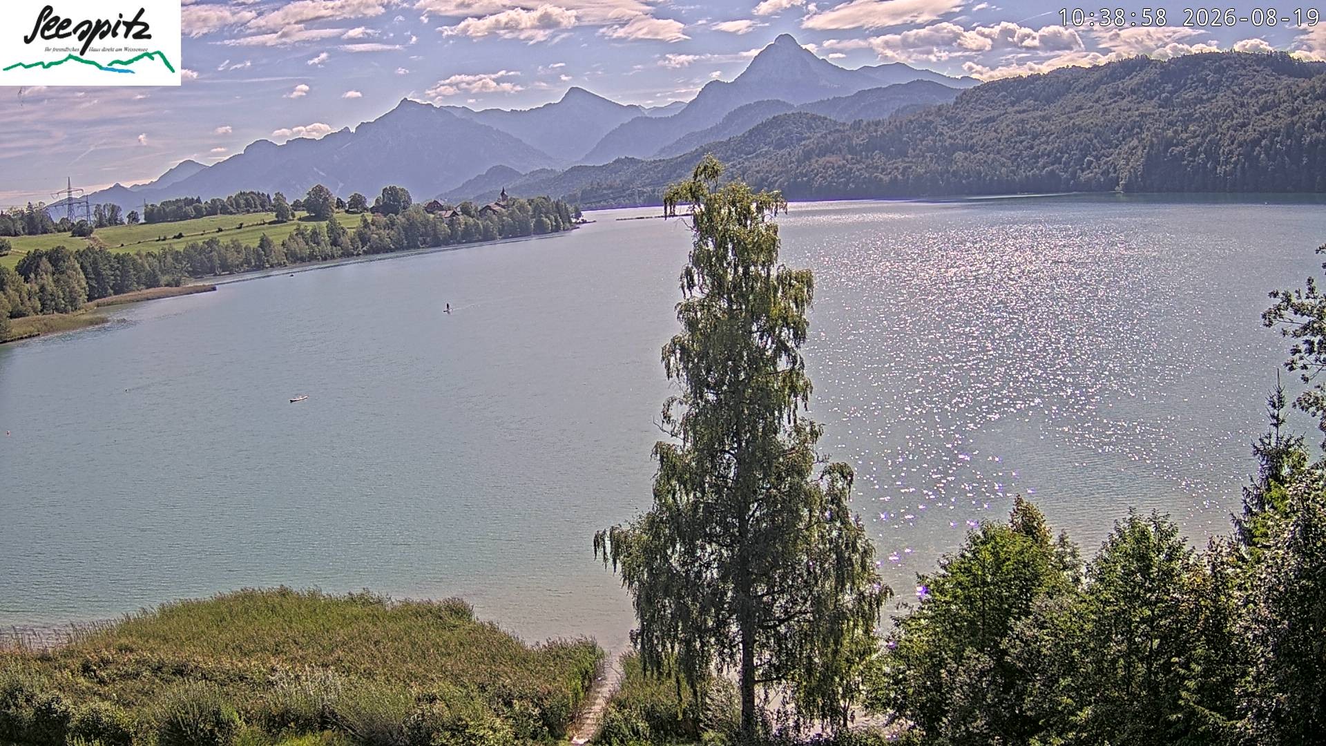 Archiv Foto Webcam Füssen: Blick auf den Weißensee vom Hotel Seespitz