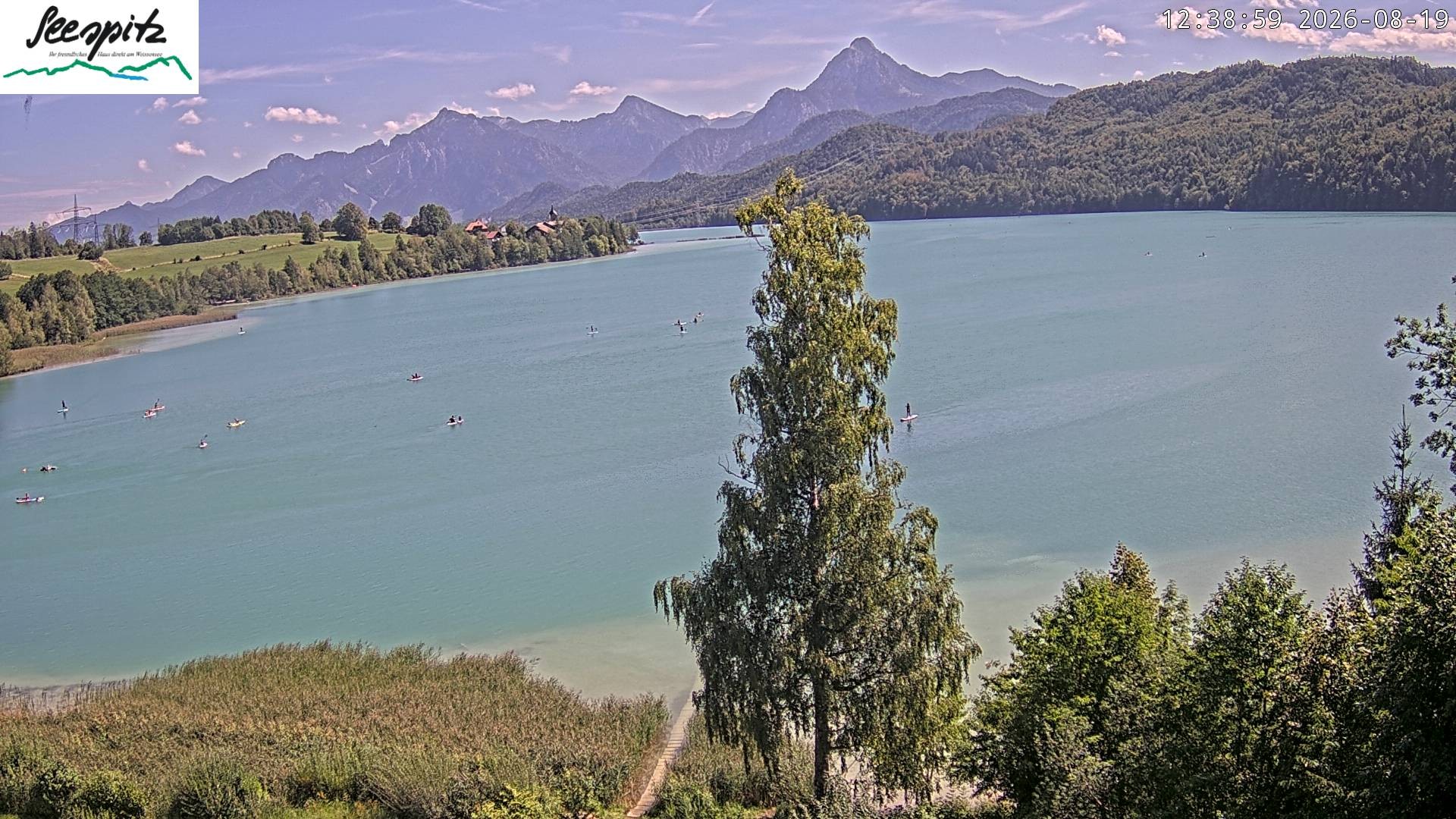 Archiv Foto Webcam Füssen: Blick auf den Weißensee vom Hotel Seespitz