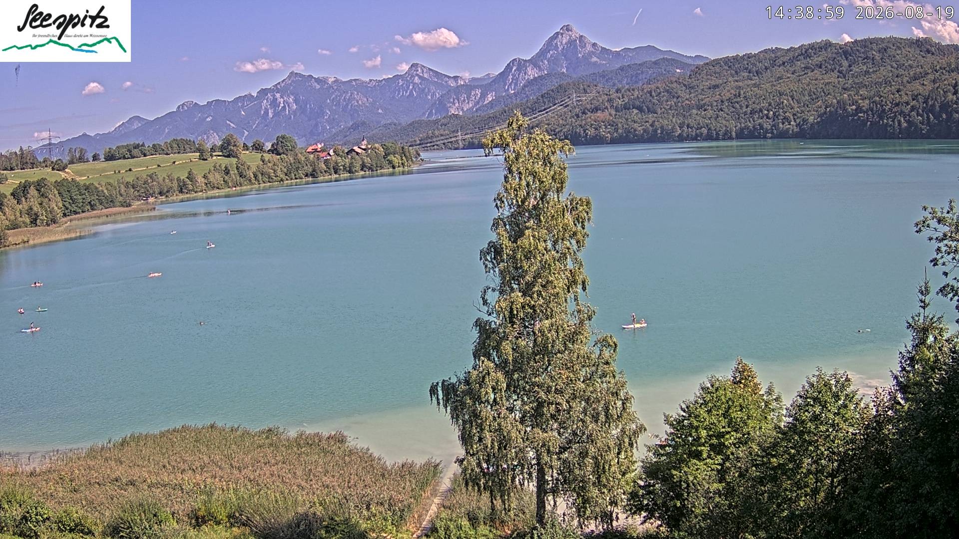 Archiv Foto Webcam Füssen: Blick auf den Weißensee vom Hotel Seespitz