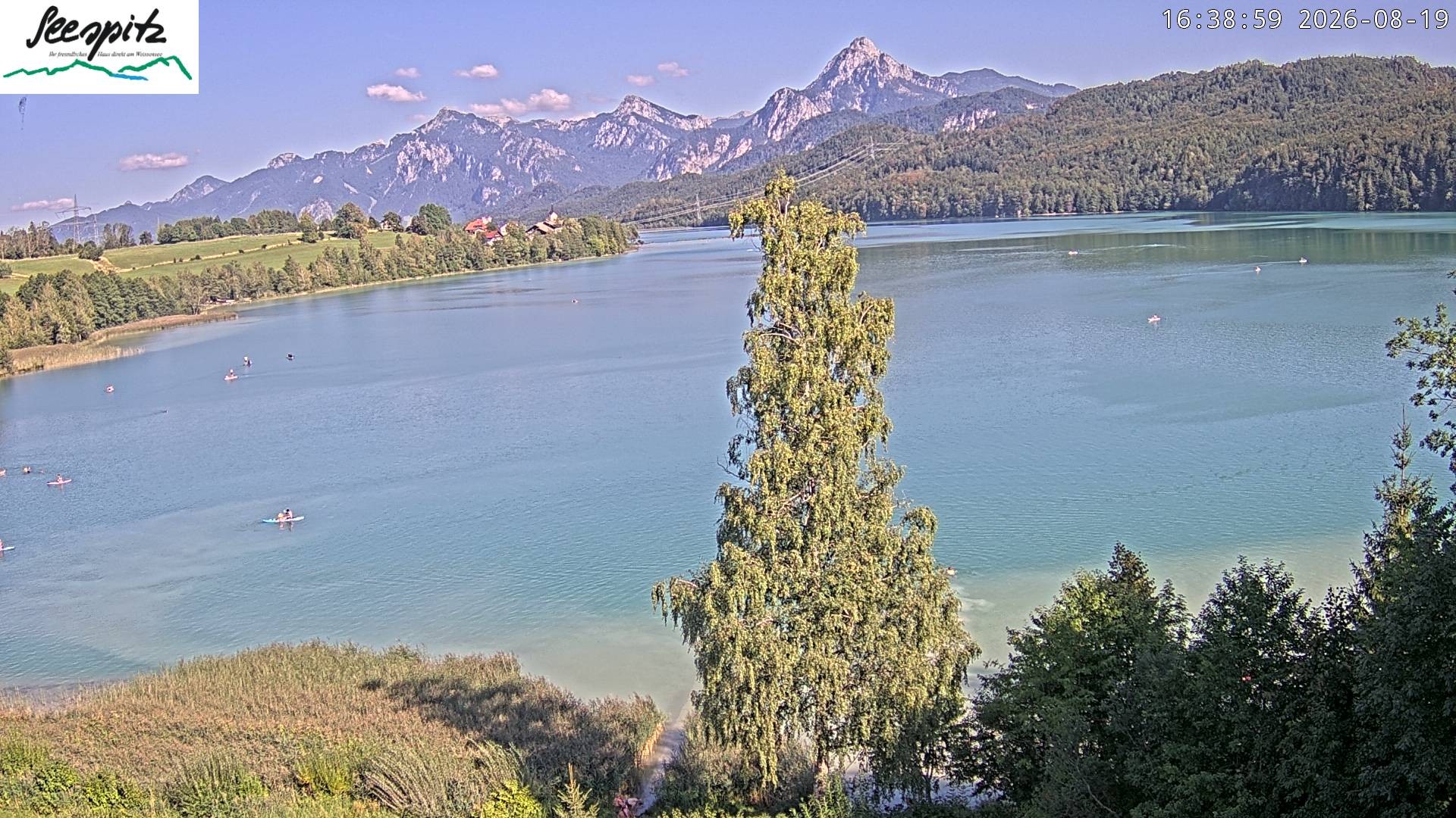 Archiv Foto Webcam Füssen: Blick auf den Weißensee vom Hotel Seespitz