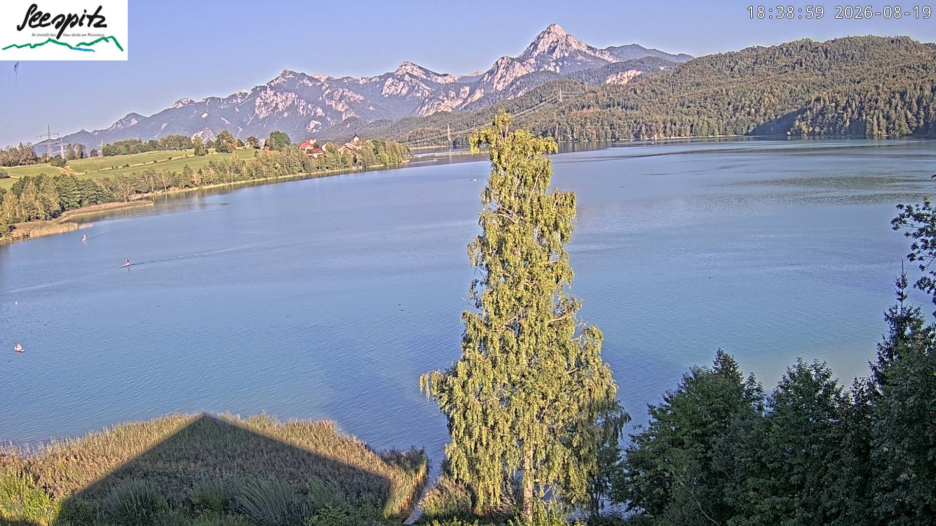 Archiv Foto Webcam Füssen: Blick auf den Weißensee vom Hotel Seespitz