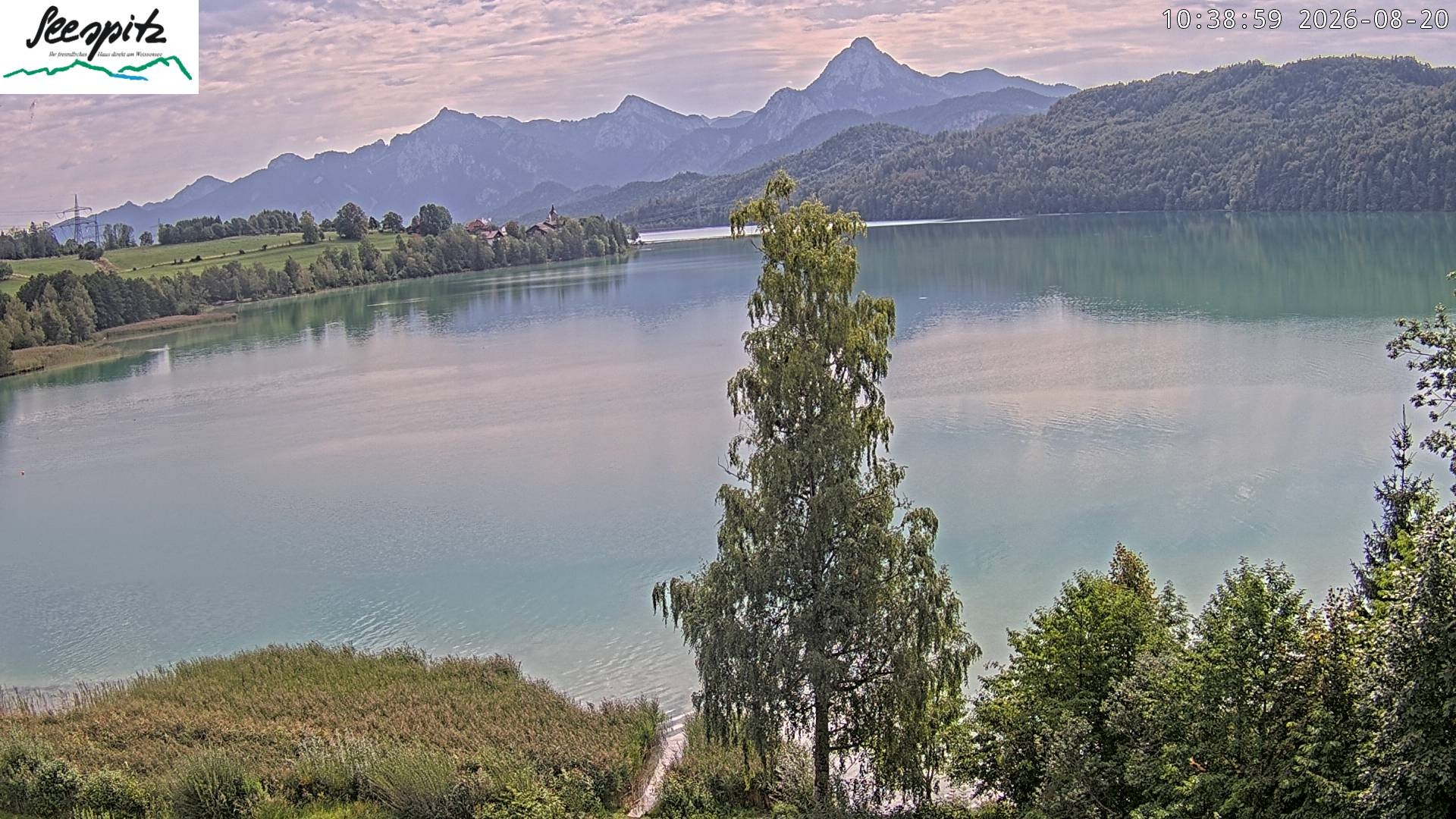 Archiv Foto Webcam Füssen: Blick auf den Weißensee vom Hotel Seespitz
