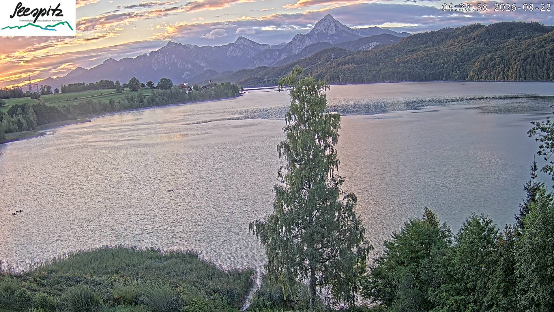 Archiv Foto Webcam Füssen: Blick auf den Weißensee vom Hotel Seespitz