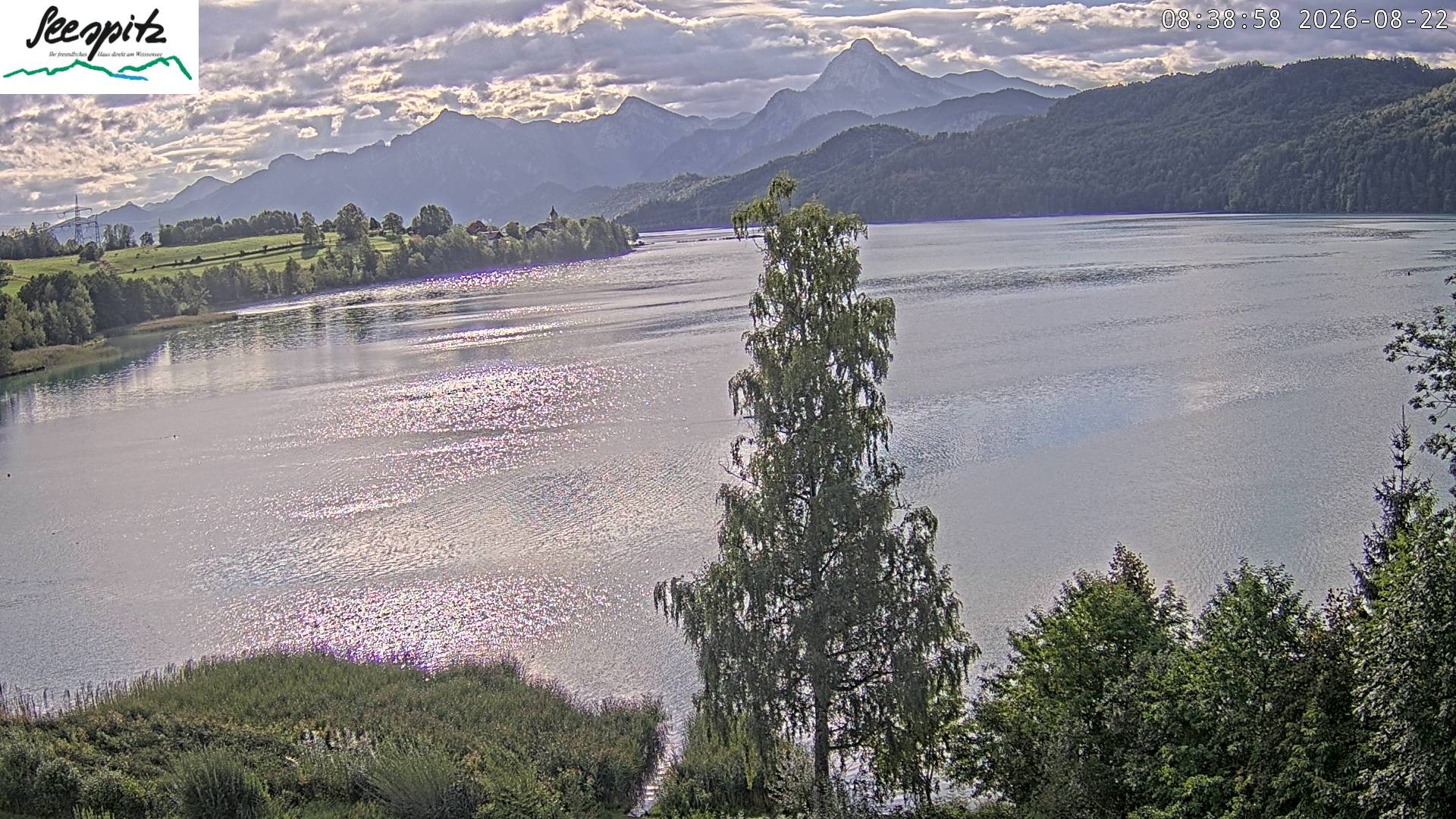 Archiv Foto Webcam Füssen: Blick auf den Weißensee vom Hotel Seespitz