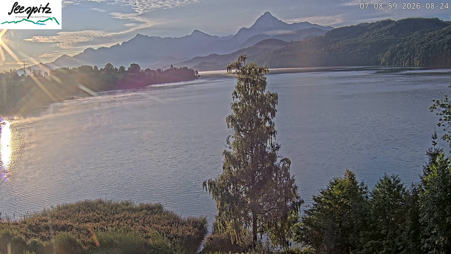 Archiv Foto Webcam Füssen: Blick auf den Weißensee vom Hotel Seespitz
