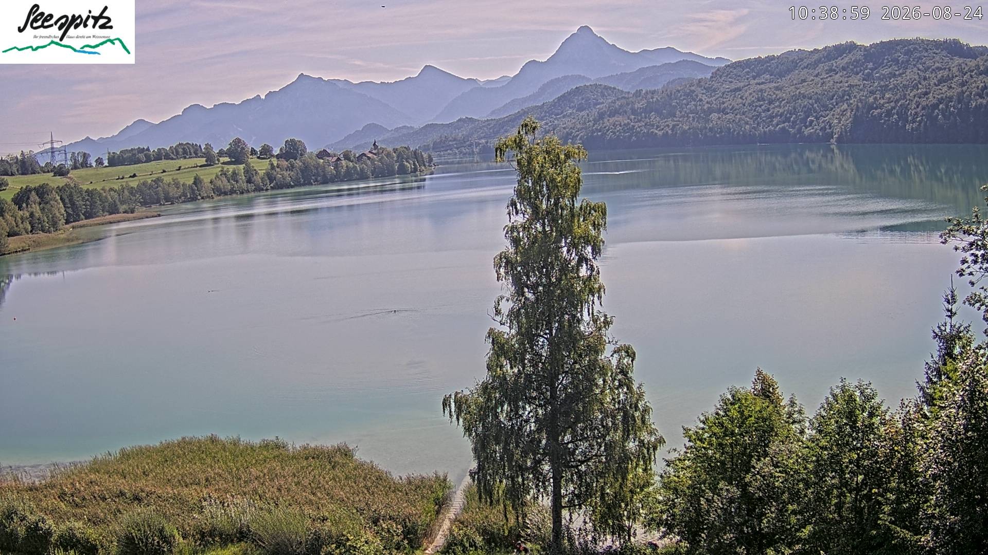 Archiv Foto Webcam Füssen: Blick auf den Weißensee vom Hotel Seespitz