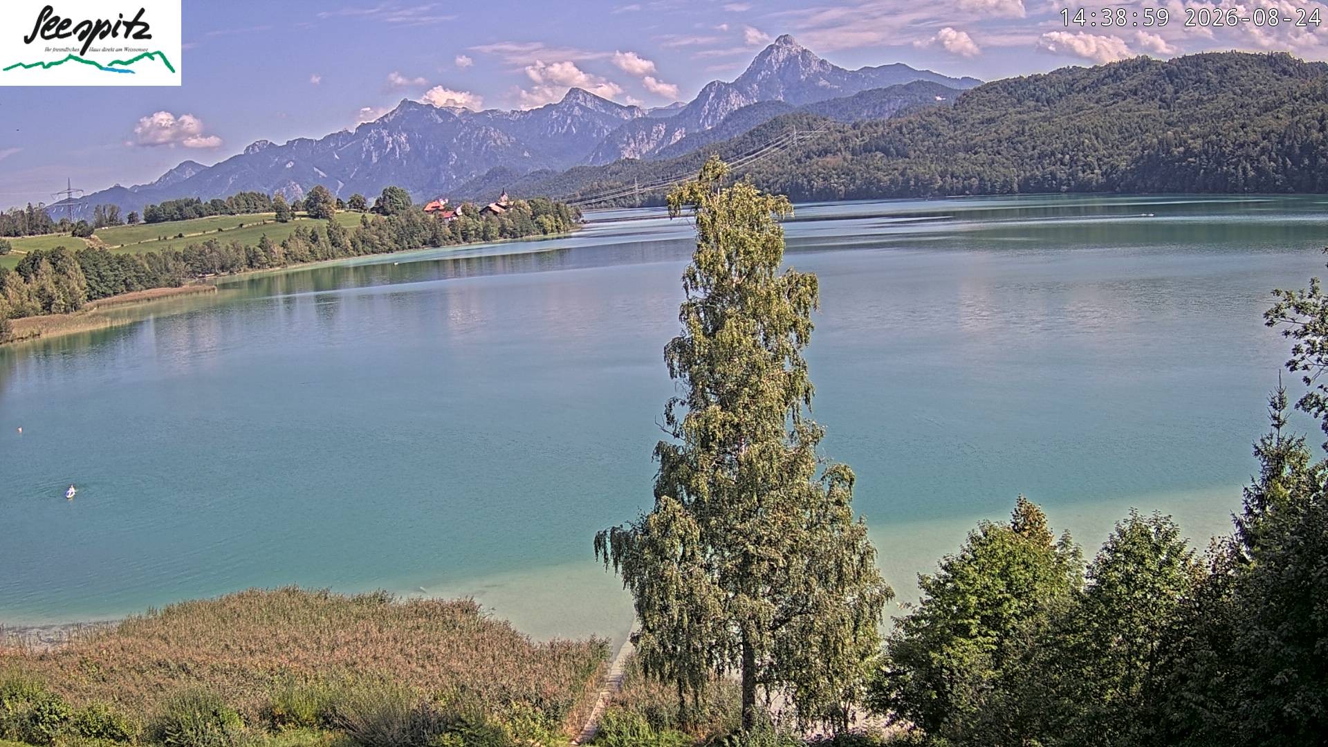Archiv Foto Webcam Füssen: Blick auf den Weißensee vom Hotel Seespitz