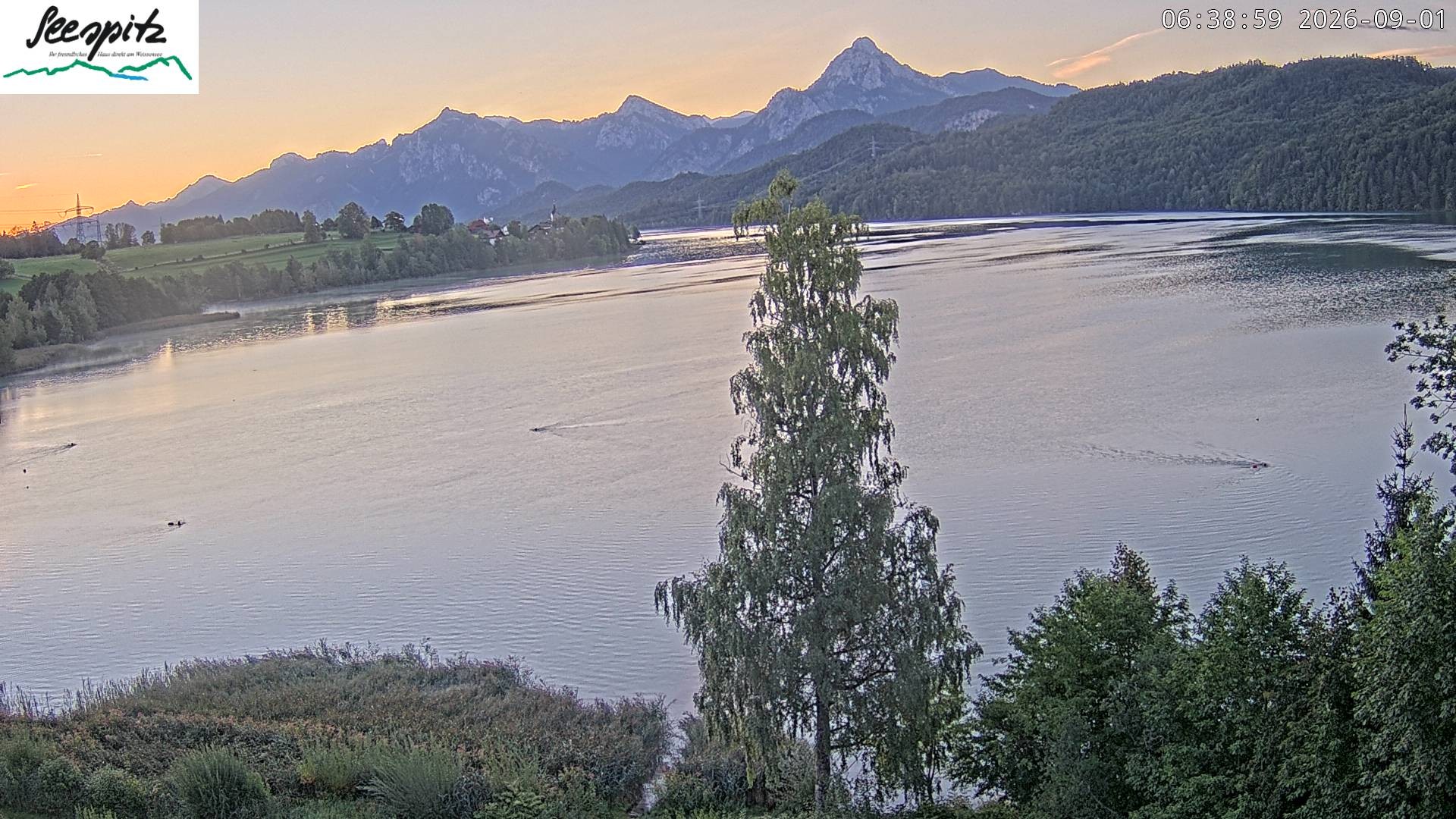Archiv Foto Webcam Füssen: Blick auf den Weißensee vom Hotel Seespitz