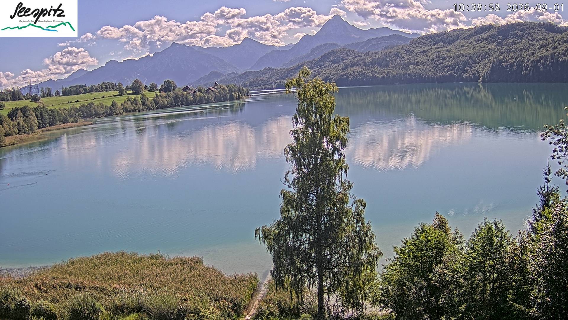 Archiv Foto Webcam Füssen: Blick auf den Weißensee vom Hotel Seespitz