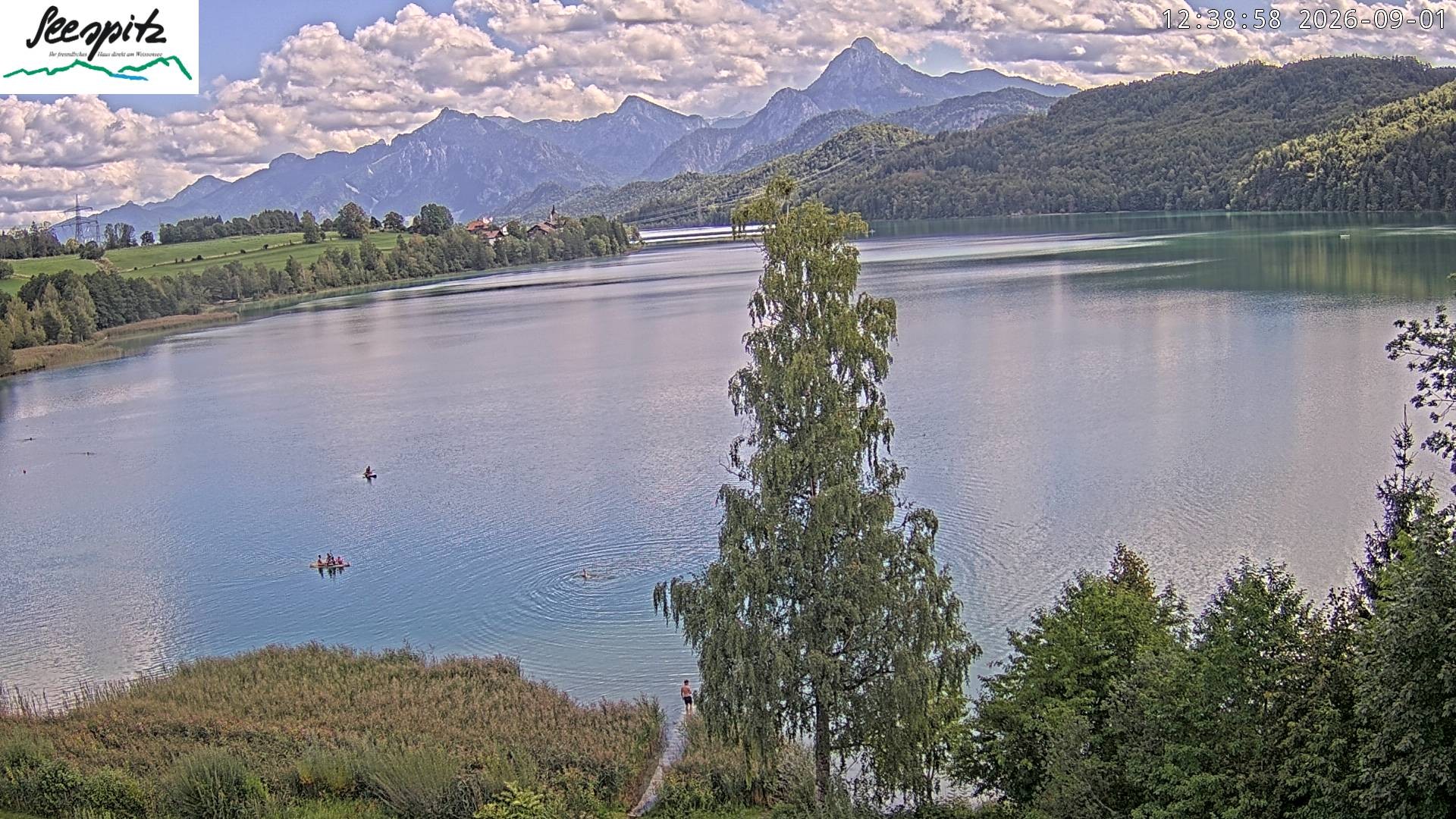 Archiv Foto Webcam Füssen: Blick auf den Weißensee vom Hotel Seespitz