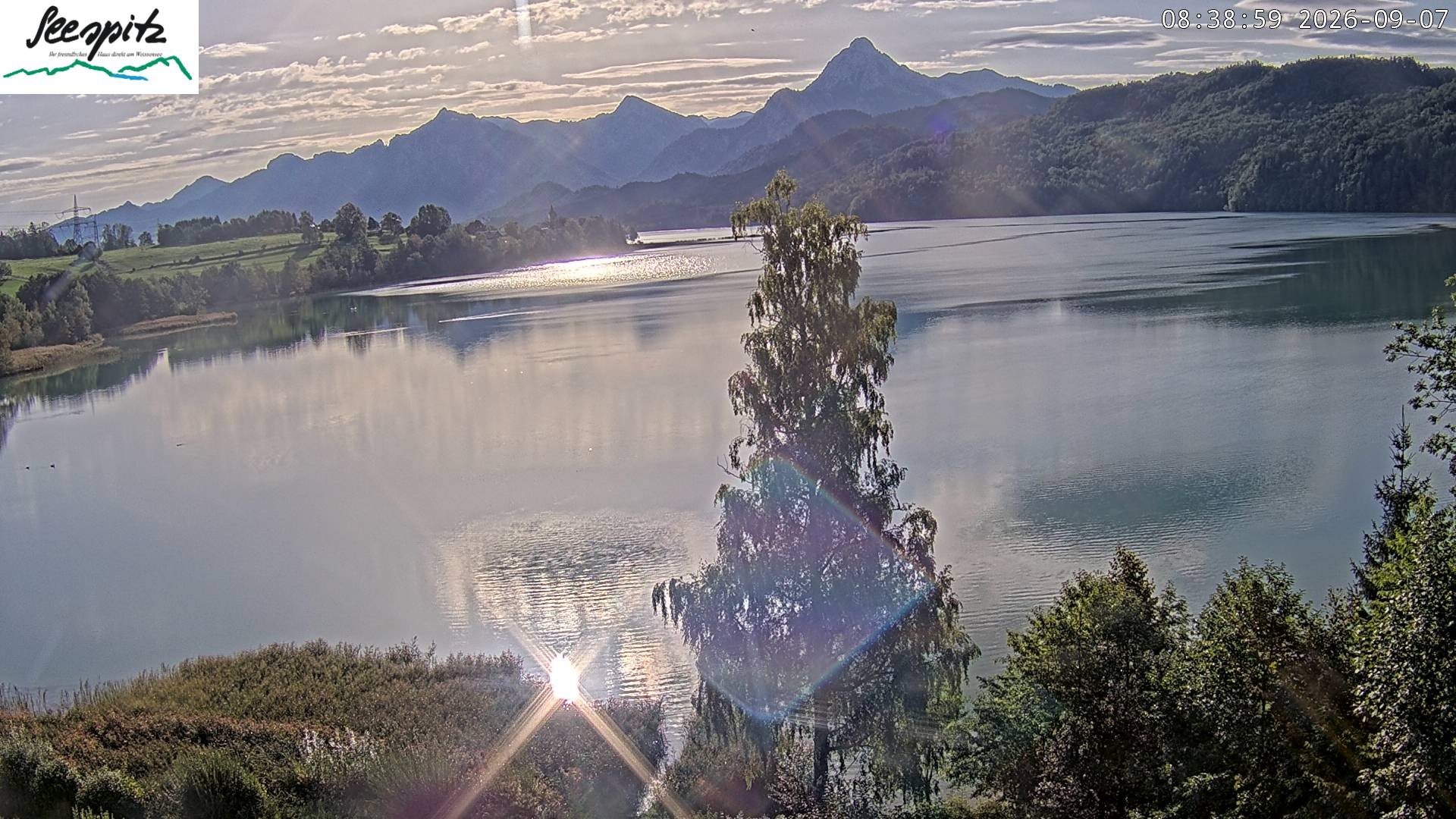 Archiv Foto Webcam Füssen: Blick auf den Weißensee vom Hotel Seespitz