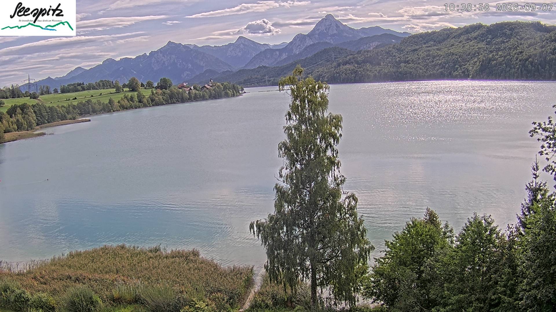 Archiv Foto Webcam Füssen: Blick auf den Weißensee vom Hotel Seespitz