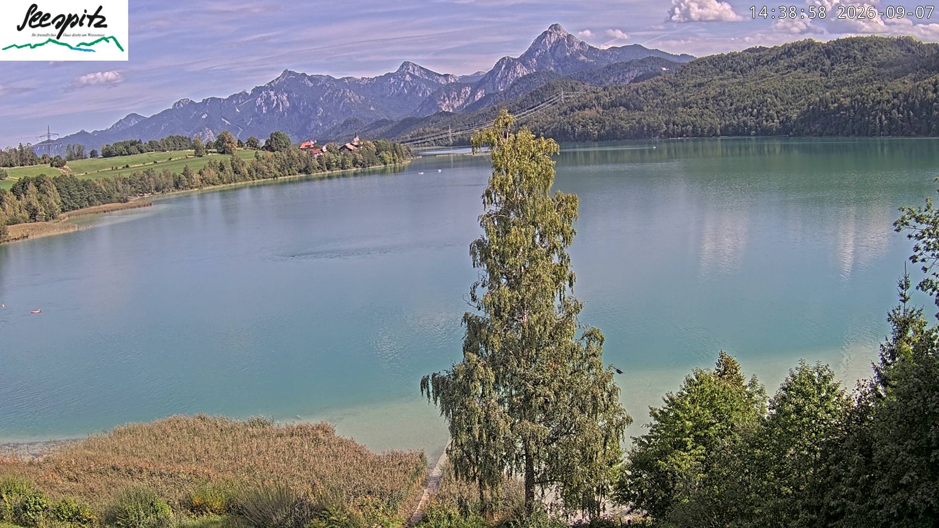 Archiv Foto Webcam Füssen: Blick auf den Weißensee vom Hotel Seespitz