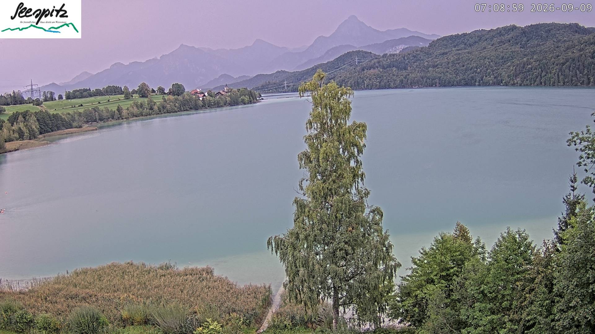 Archiv Foto Webcam Füssen: Blick auf den Weißensee vom Hotel Seespitz