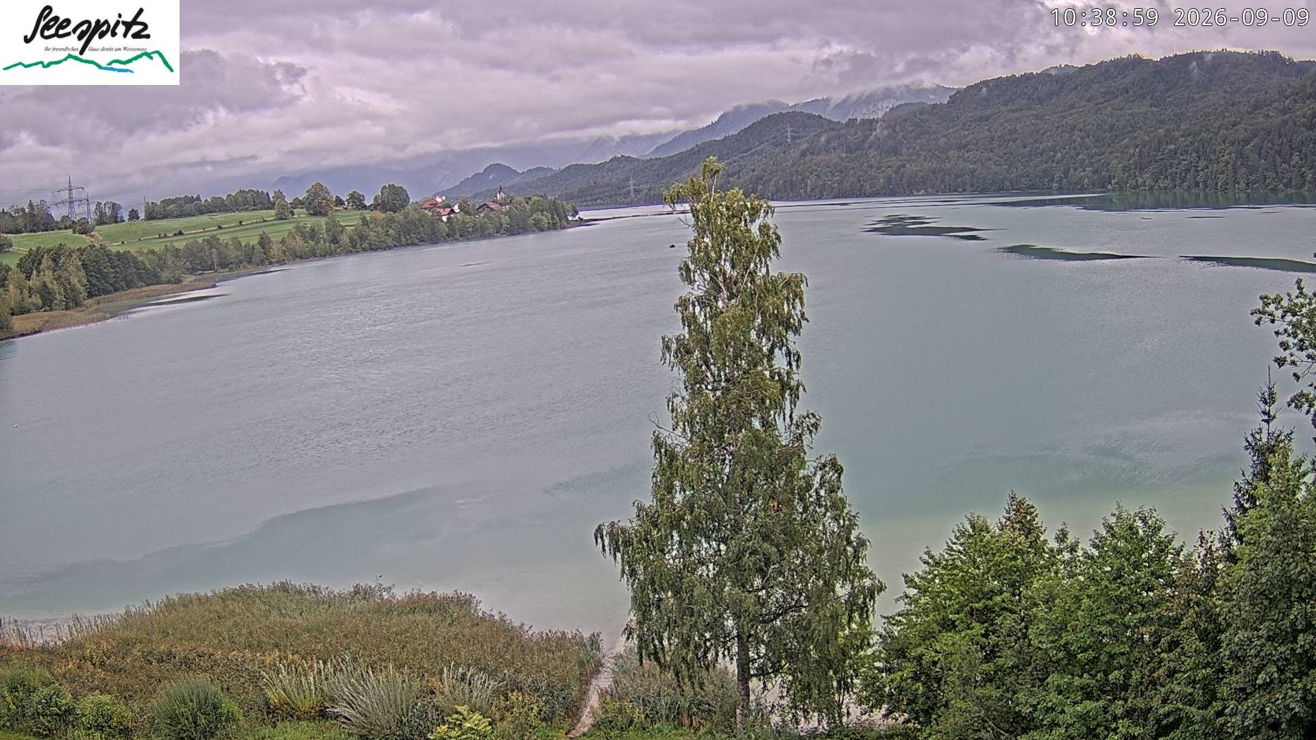 Archiv Foto Webcam Füssen: Blick auf den Weißensee vom Hotel Seespitz